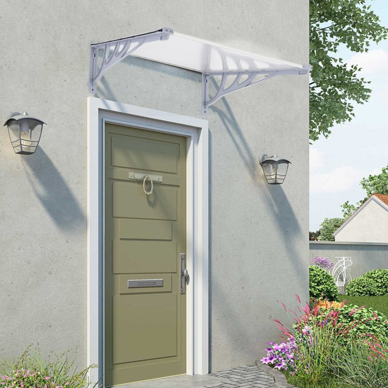 Caladoc 1.2m W x D 1m D Door Canopy, Grey, 28" H x 120" D x 100" W