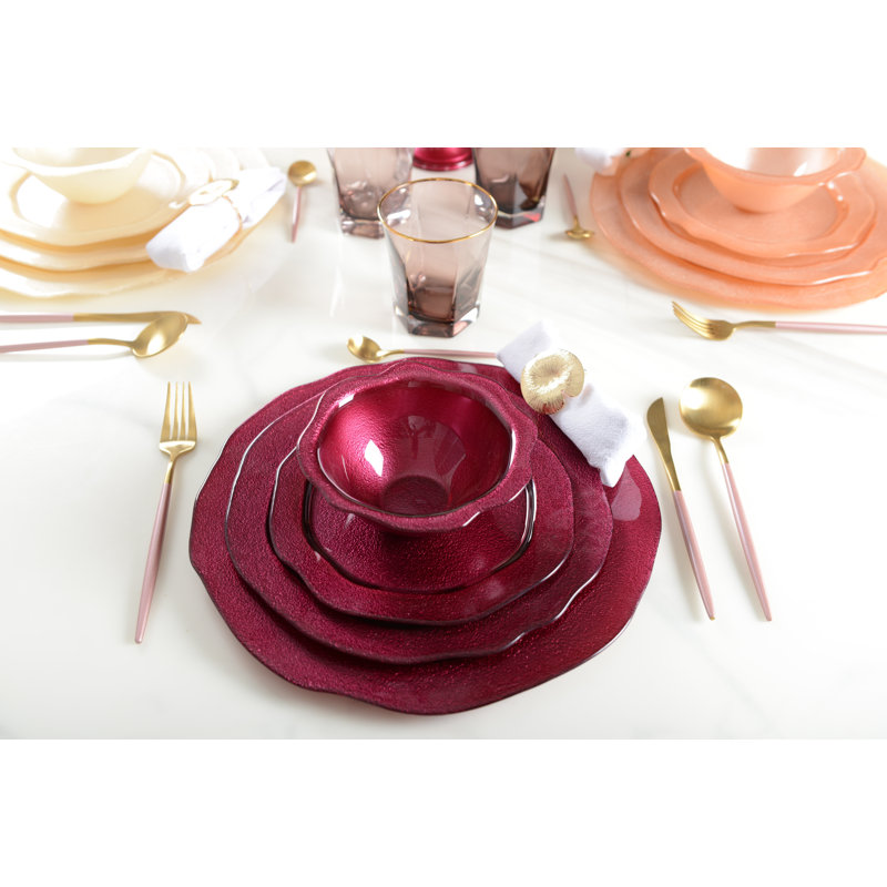 SALMON DINNER PLATE Set of 6, Fushia