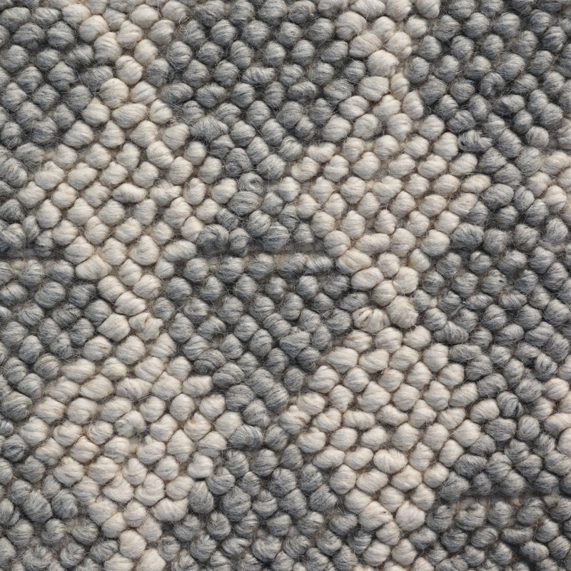 Bubble Argyle Loop Pile Weave Ivory/Grey Wool Area Rug By Tufty Home, Rectangle 2' x 3'