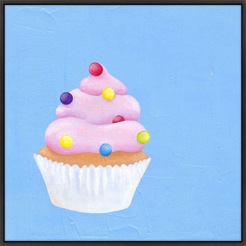 «Bubble Gum Cupcake» par Katy Montica - Art mural encadré, Toile encadrée noire, L 24 po x H 24 po x P 1,38 po