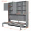 Lit escamotable simple simple avec armoire supérieure, tablettes, lit pliable peu encombrant avec lumière DEL et USB, gris-581612614