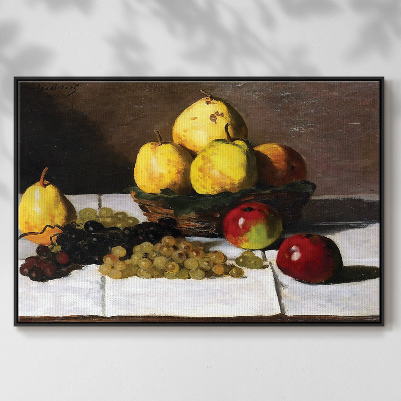 Nature morte aux poires et aux raisins, 1867, reproduction d'art sur toile, H 25 po x l 37 po x P 2 po, Noir