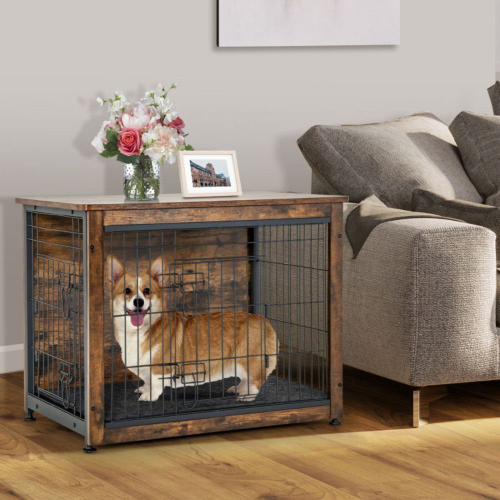 Archie & Oscar™ Wooden Dog Crate Furniture With Double Door And Tray ...