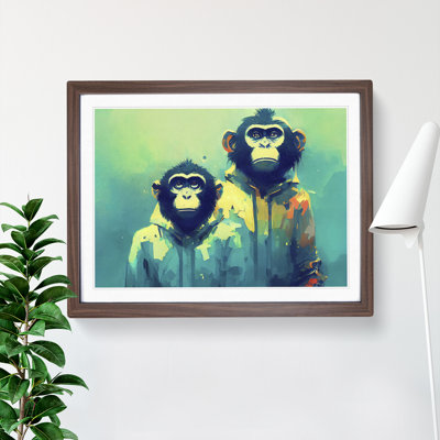 Two Cool Monkeys Abstract - Framed Print