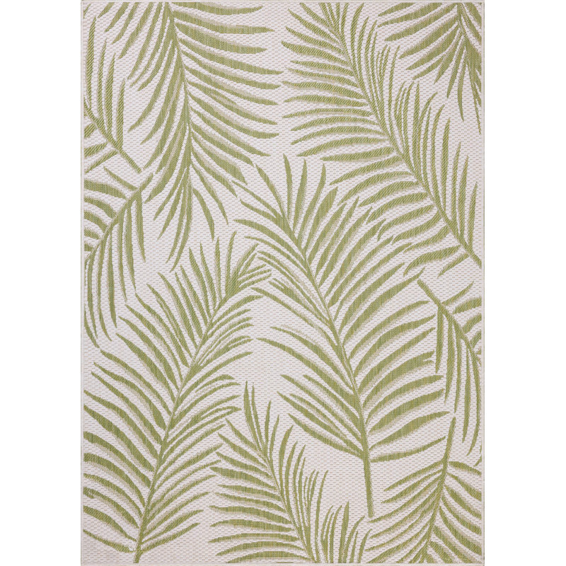 Tapis intérieur / extérieur ivoire / vert Loloi Easton, Rectangle 6 pi 7 po x 9 pi 4 po