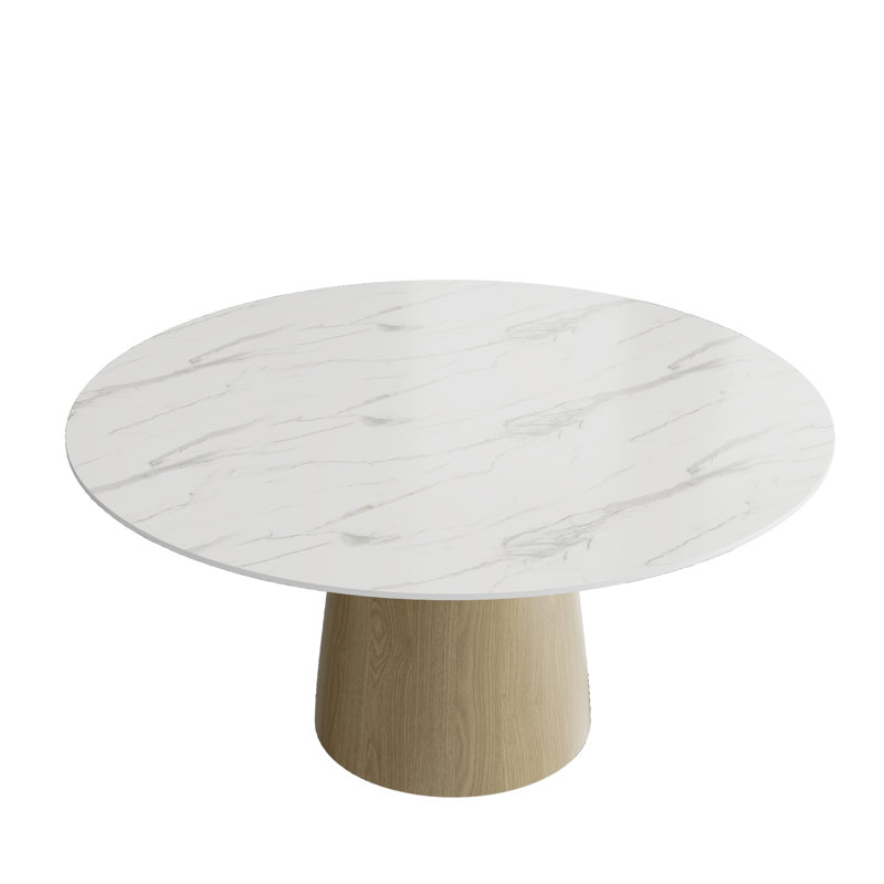 Table de salle à manger Bakstran, Blanc / Gris, H 29,52 po x L 59,05 po x l 59,05 po, Naturel