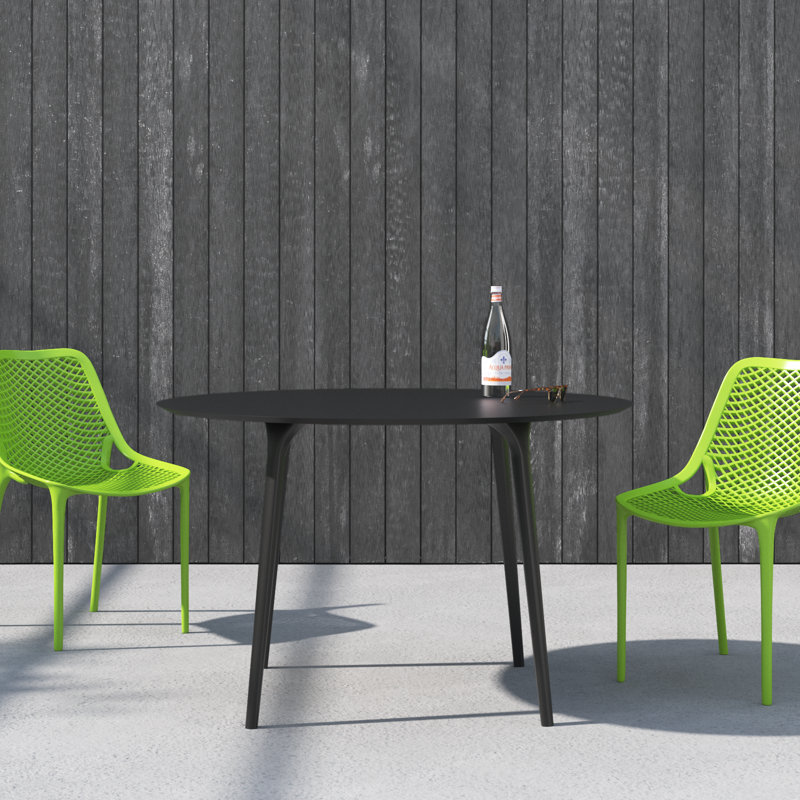 Burt Round Outdoor Dining Table , in. W 47'' in. D, Black