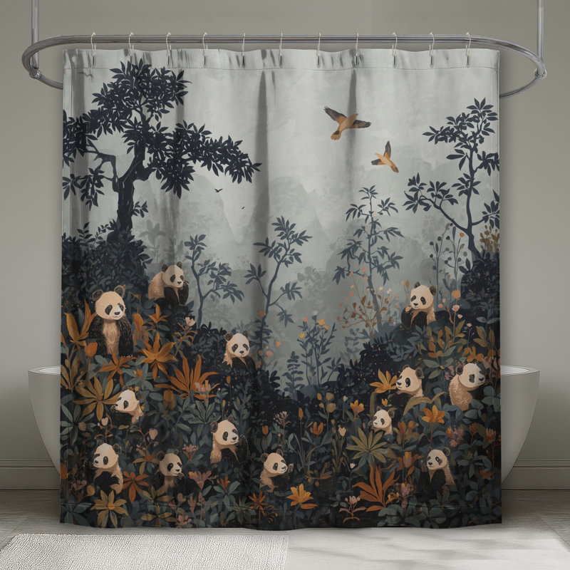 Rideaux de douche Pandas In Forest Extra Long, L 70 po x H 72 po