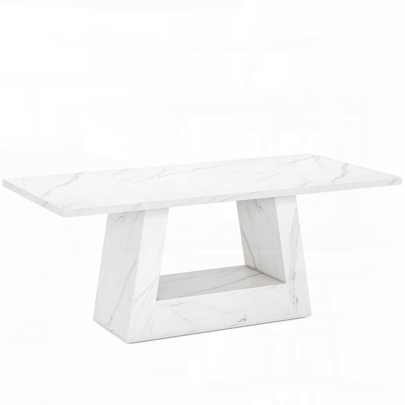 63'' Modern Rectangular Dining Table with Faux Marble Top