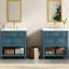 Meuble-lavabo de 60 po avec lavabo en céramique, apparence moderne bleue et dorée, rangement à 10 tiroirs, ensemble de meuble-lavabo simple 60 po-149320173