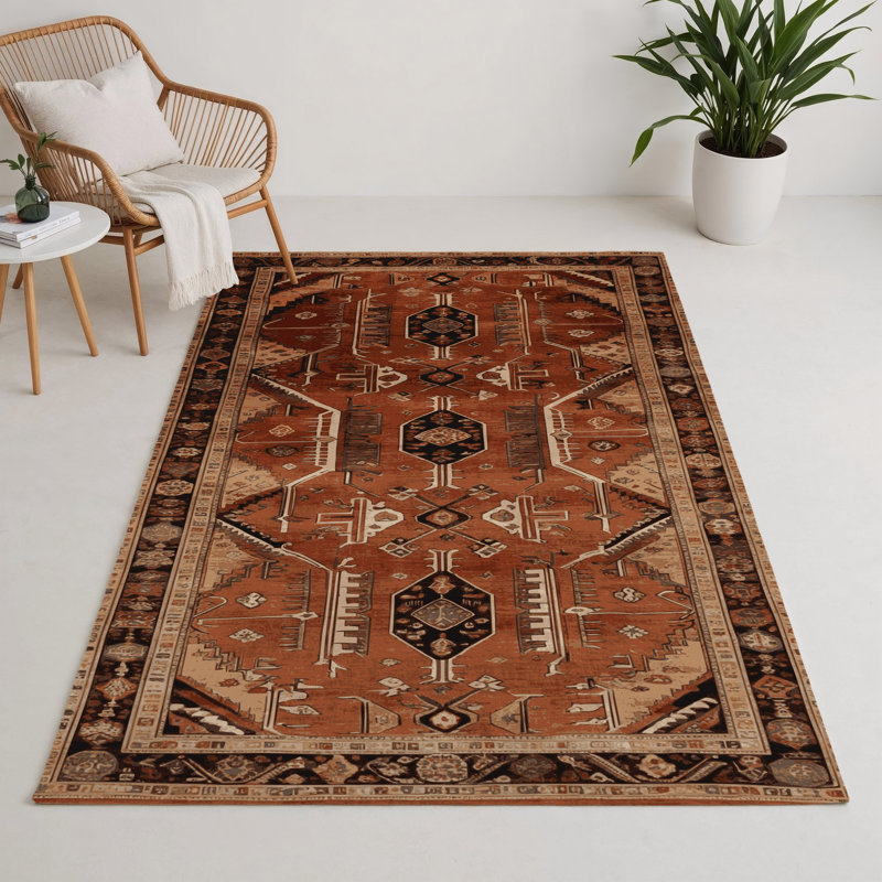 Tapis d'intérieur et d'extérieur brun Persian, Rectangle 9 pi x 12 pi