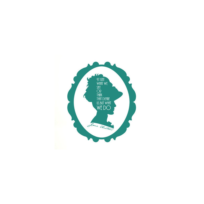 Jane Austen Wall Sticker, Aqua Green