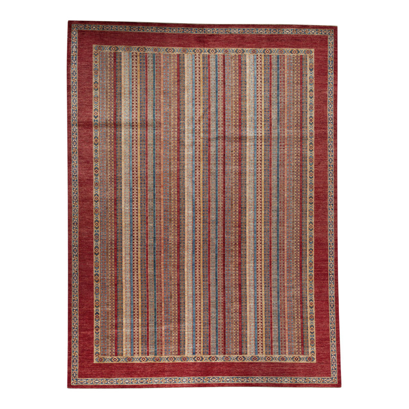 Aryana Wool Striped Area Rug in Red