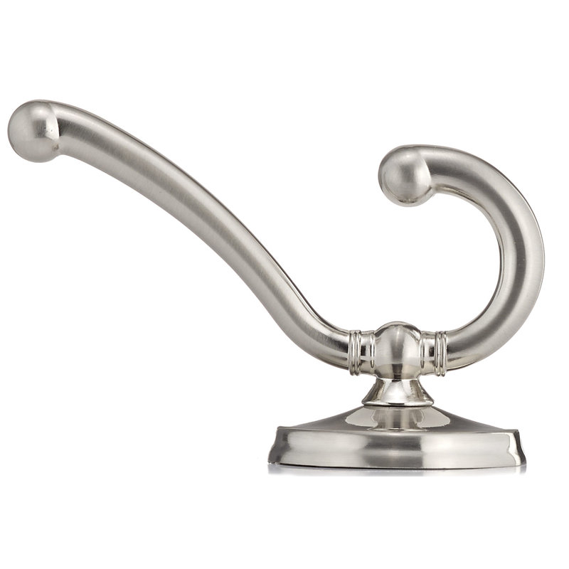 Transitional Metal Wall Hook, Brushed Nickel