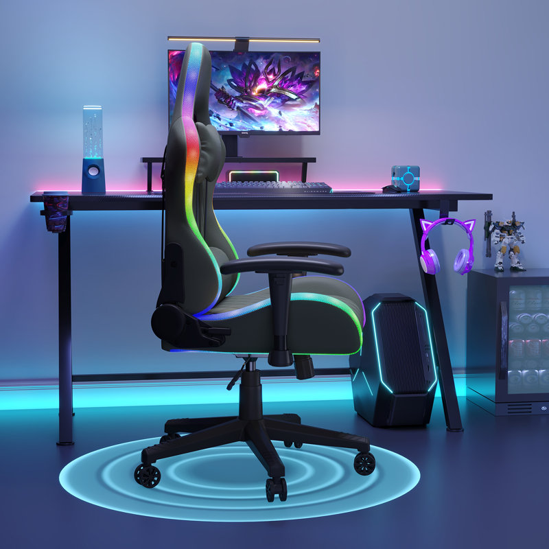 Inbox Zero Adjustable Height PC & Racing Game Chair in Black