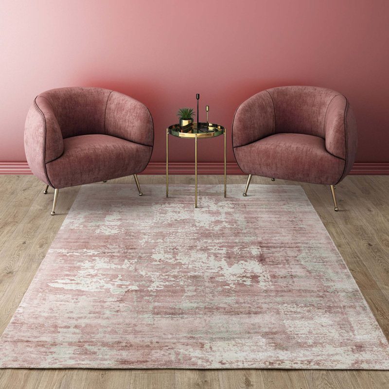 Midhurst Hand Woven Silky Pink/Grey Area Rug, Rectangle 160 x 230cm