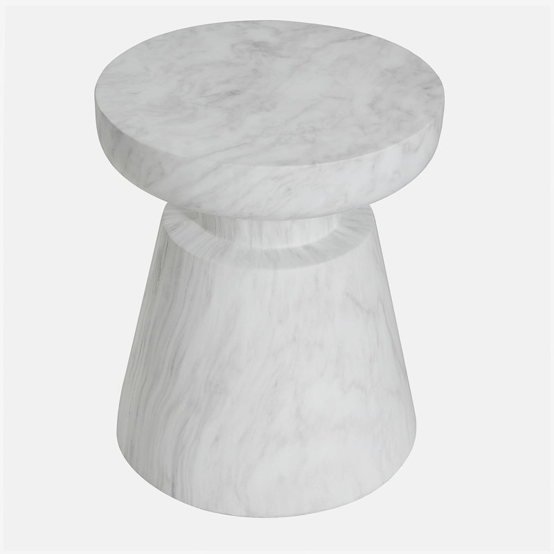 Table d'appoint d'extérieur en travertin Ponti, blanc