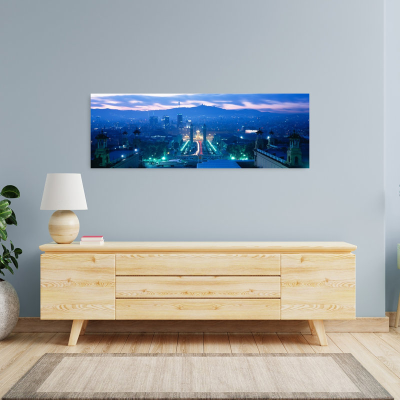 Barcelona Spain 1 Piece Wrapped Canvas Panoramic Wall Art, 40.64 cm H x 121.92 cm W