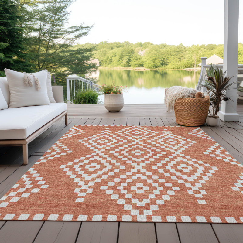 Malek Indoor/Outdoor Area Rug with Non-Slip Backing, Rectangle 5' x 7'6"