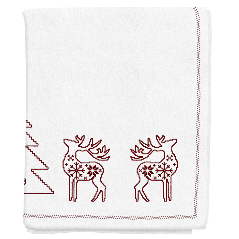 Borman Cotton Tablecoth, White/Red