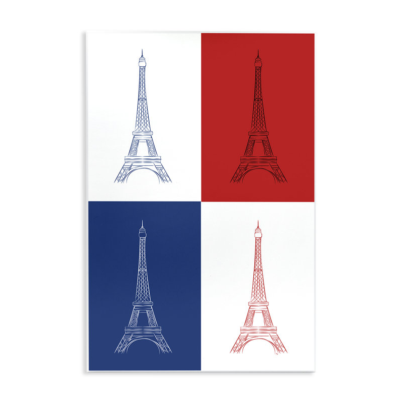 «France Flag Eiffel Tower», art mural sur plaque par Martina Pavlova, H 19 po x l 13 po