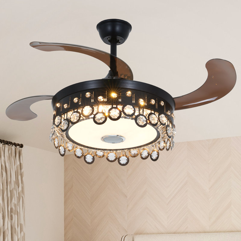 Ventilateur de plafond moderne 42 po avec lumière DEL et télécommande, haut-parleur Bluetooth, 3 vitesses, minuterie