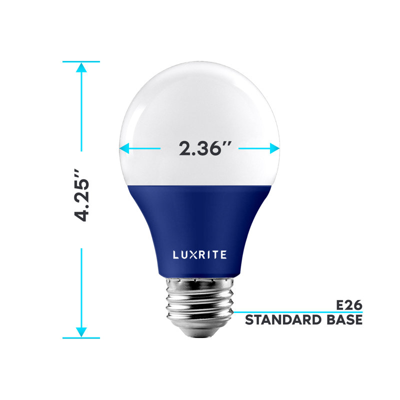 Ampoule DEL Luxrite A19 à DEL bleue de 60 W et non réglable à intensité variable homologuée UL
