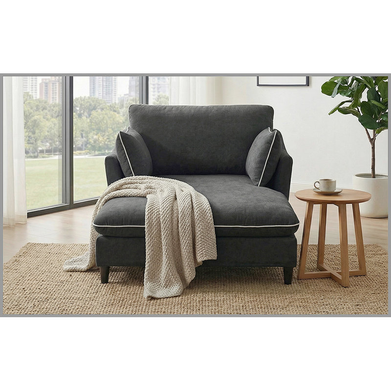 Canapé-lit 51,2 po Modern, Black Chenille