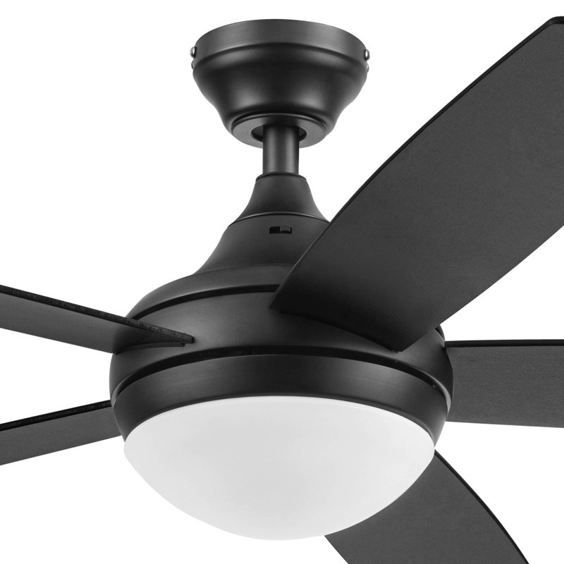 Ashby 52" Contemporary Indoor LED Ceiling Fan with Light and Remote Control, Matte Black