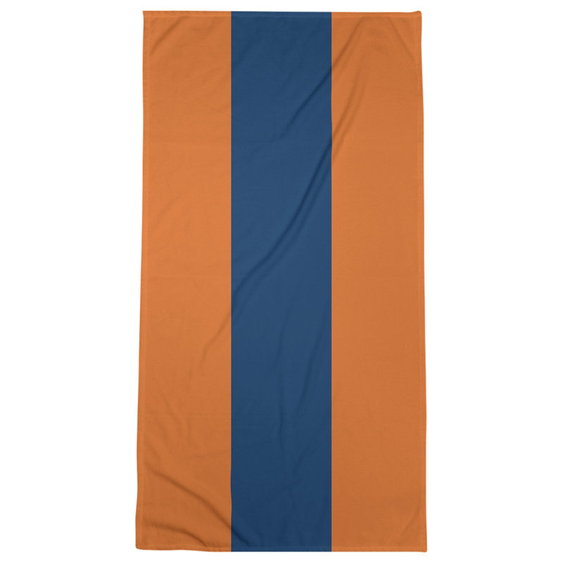 Bath Towel, Orange/Navy/Orange, Polyester/Cotton