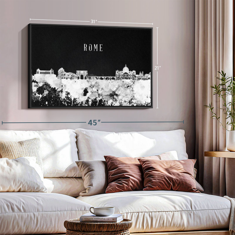 " Rome Skyline BW " Print, 21" H x 31" W