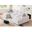 Canapé d'angle modulaire multifonctionnel 140 cm L x 315 cm P x 94 cm H, en lin beige, avec porte-gobelets intégrés