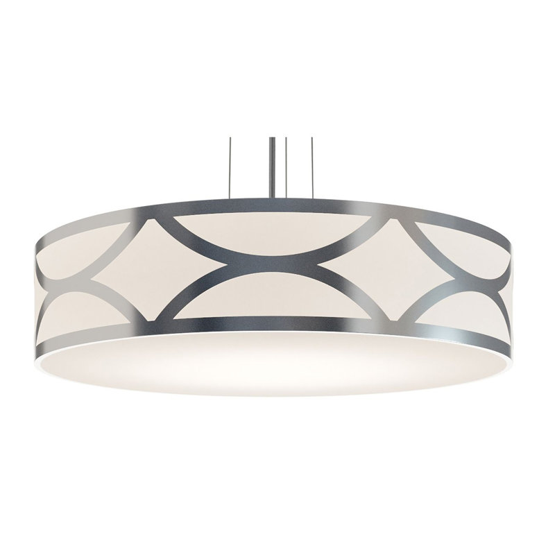 Luminaire suspendu tambour 4 lumières Jasvant, Nickel peint