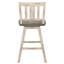 2 chaises pivotantes blanches et grises à hauteur de comptoir, fabrication en bois d'hévéa massif (de 2), bois, dossier à lattes vertical rustique pour la cuisine-903546608-903546609