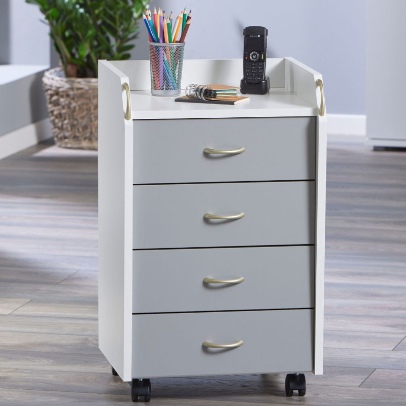Pronti 4 Drawer Filing Cabinet, White/Grey