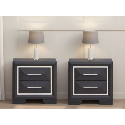 Ensemble de 2 tables de chevet noires Lemvig