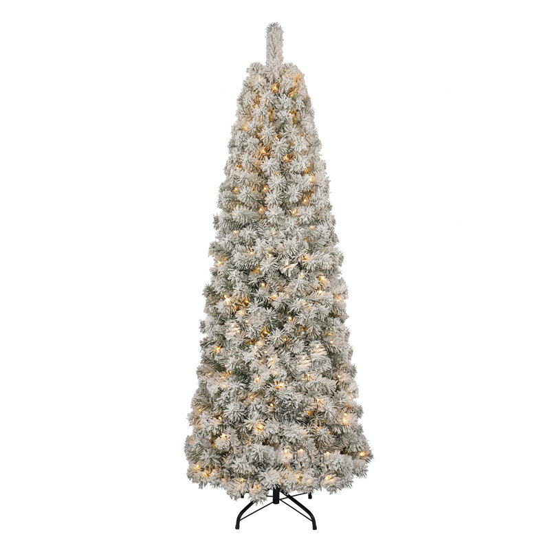 Arbre de Noël artificiel mince 6 pi avec 200 lumières DEL multicolores préinstallées
