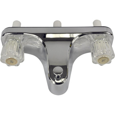 Mobile Home RV Tub Shower Center Set Faucet 2 Handle Chrome With Clear Acrylic Handles 3156X