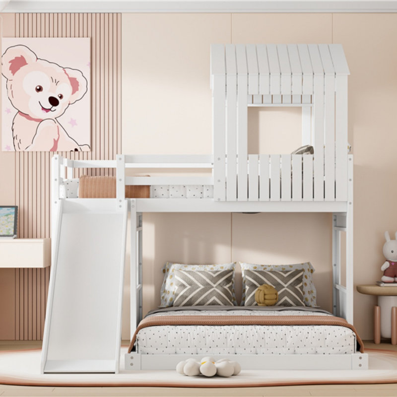 Playhouse-inspired Bunk Bed With 3-step Ladder, 2 Assembly Options & Solid Frame