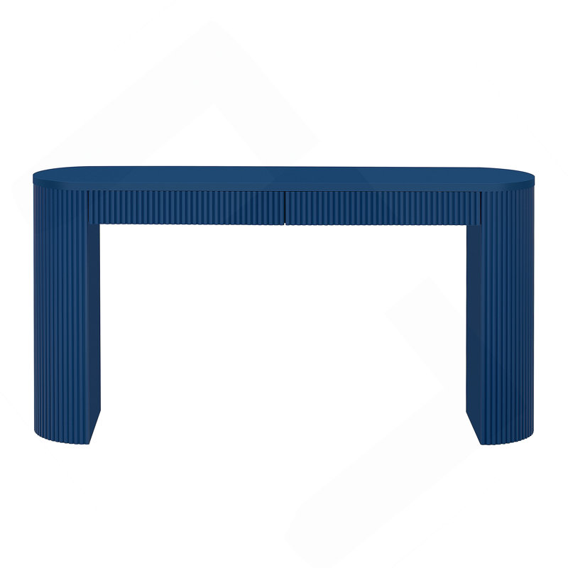 Console sophistiquée avec placage de pin et motif à rayures verticales, idéale pour plusieurs pièces de votre maison, Marine
