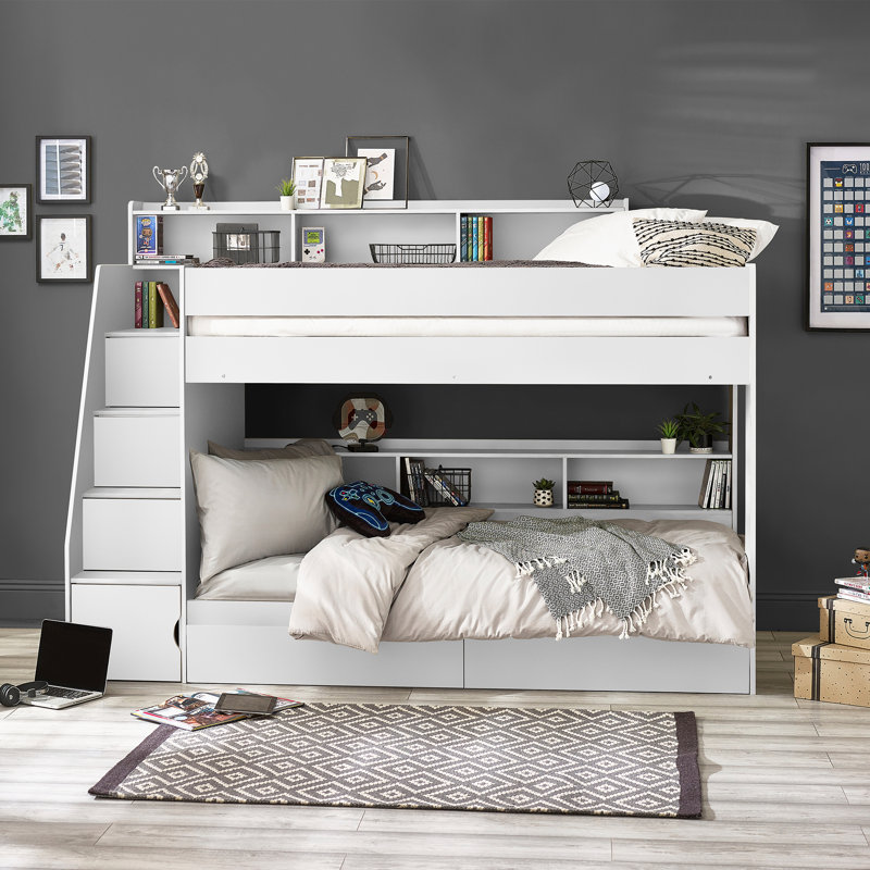 Caleb Single (3') Bunk Bed with Storage Included, White