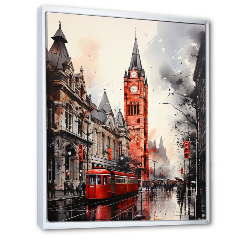Leiahna London Urban Contrast - Imprimé, Cadre flottant blanc, H 40 po x l 30 po x P 1,5 po