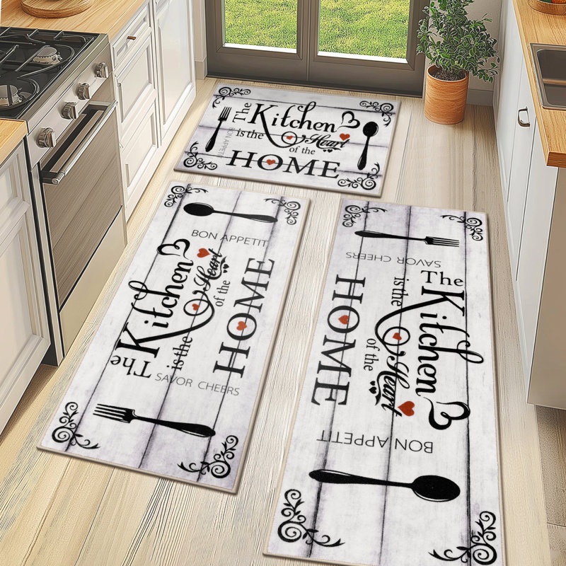 Machine Washable Non-Slip Kitchen Mat, Brown/Black