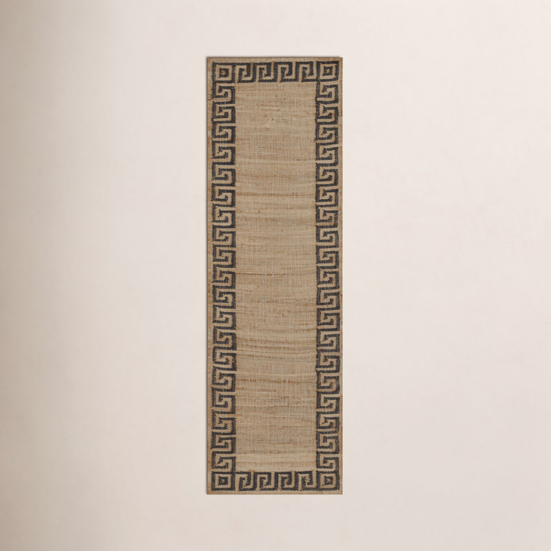 Erin Gates by Momeni Orchard Greek Key Jute and Wool Hand Woven Brown Area Rug, Runner 2'3" x 8'
