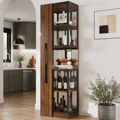 Vitrine avec portes en verre, lumières RVB et tablette de rangement coulissante