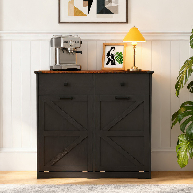 Armoire à déchets Farmhouse Tilt-Out, Noir