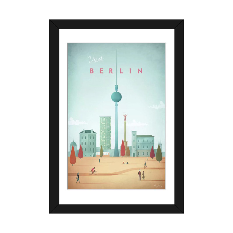 Berlin, impression sur toile tendue, H 24 po x l 16 po x P 1 po, Papier d'art encadré noir, Blanc