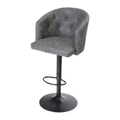 Swivel Upholstered Adjustable Height Counter Stool with Metal Frame