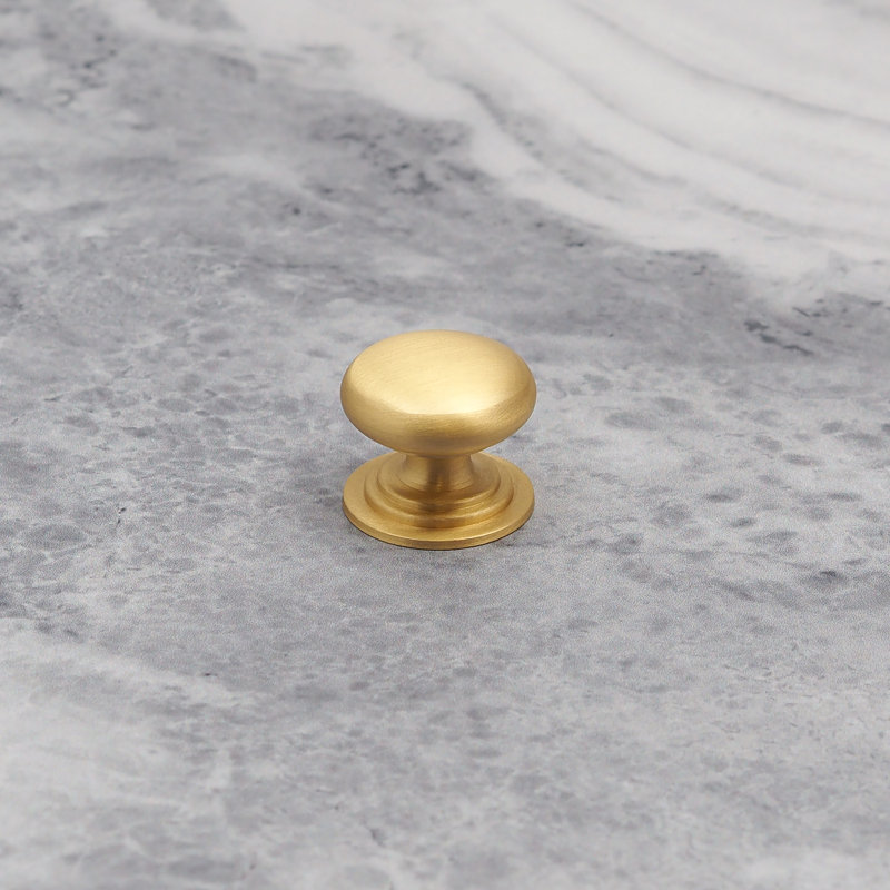 Satin Brass Cup Handle, 25mm Knob