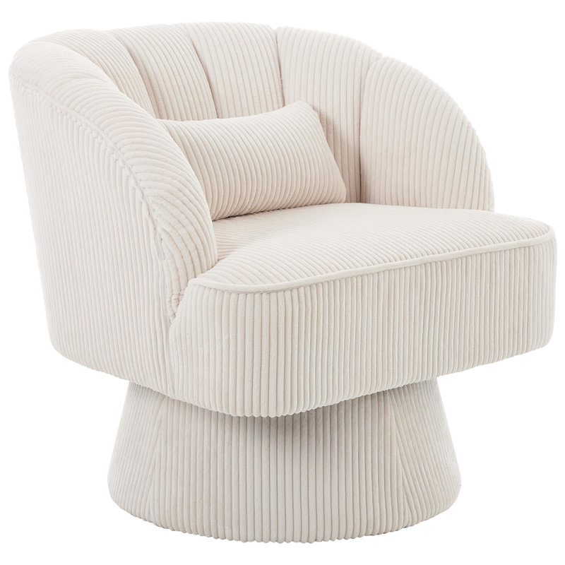 Fauteuil demi-tonneau pivotant Modern, Velours côtelé beige